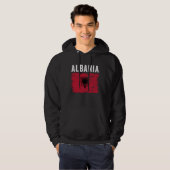 Albania Flag Distressed Men Women Kids Albanian パーカ (正面フル)