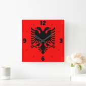 Albania National Flag Patriotic Square Wall Clock スクエア壁時計 (ホーム)