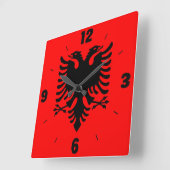 Albania National Flag Patriotic Square Wall Clock スクエア壁時計 (傾斜)