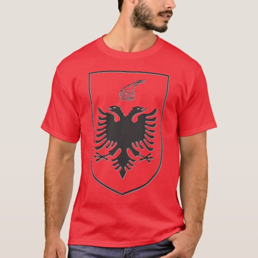 Albania State Emblem Black Steel Tシャツ (正面)