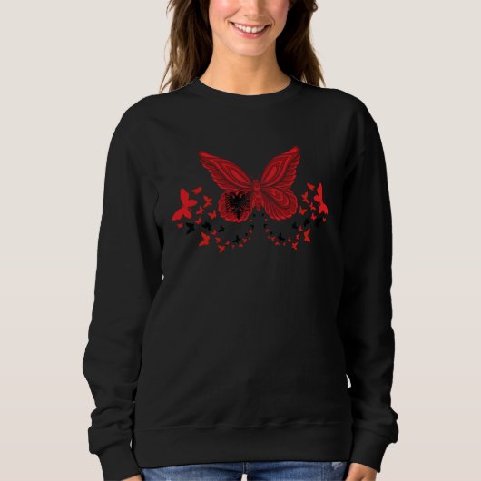 Albanian Albania Albanian Flag Butterflies スウェットシャツ (正面)