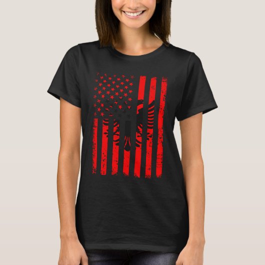Albanian American Flag Albania America Pride Herit Tシャツ (正面)