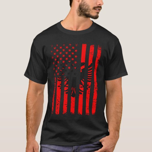 Albanian American Flag Albania America Pride Herit Tシャツ (正面)