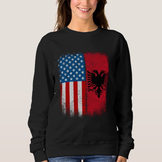 Albanian American Flag Albania Flamuri Shqiptar Sh スウェットシャツ (正面)