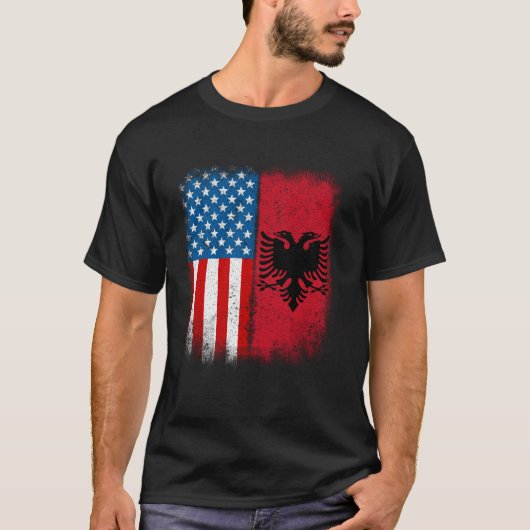 Albanian American Flag Albania Flamuri Shqiptar Sh Tシャツ (正面)