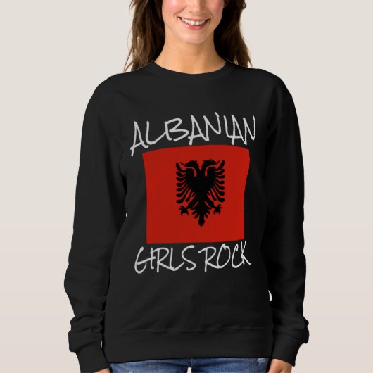 Albanian Girls Rock Proud To Be Albanian Eagle Alb スウェットシャツ (正面)