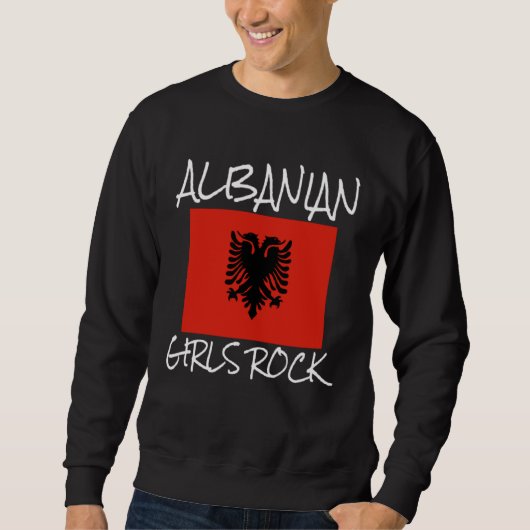 Albanian Girls Rock Proud To Be Albanian Eagle Alb スウェットシャツ (正面)