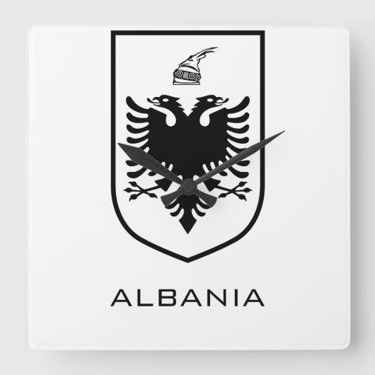Albanian National Coat of Arms Heritage Ink スクエア壁時計 (正面)
