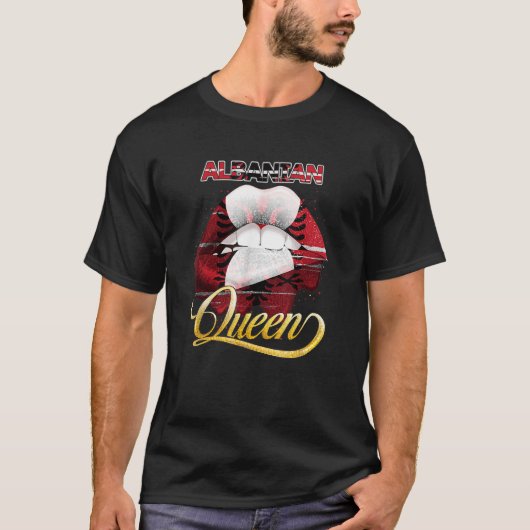 Albanian Pride Flag Lip Women Girls Albanian Queen Tシャツ (正面)