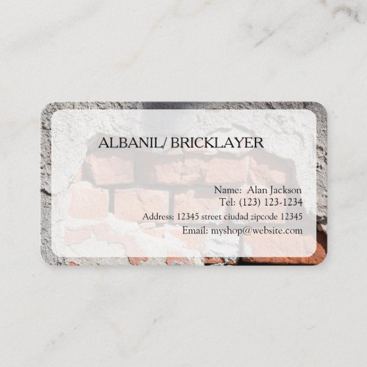 ALBANIL/ BRICKLAYER Business card editable 名刺 (正面)