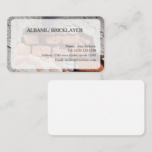 ALBANIL/ BRICKLAYER Business card editable 名刺 (正面/裏面)