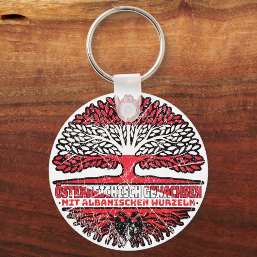 Albanisch Österreichisch Baum キーホルダー (裏面)