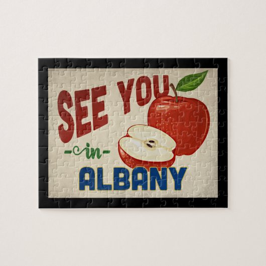Albany New York Apple - Vintage Travel ジグソーパズル (横)