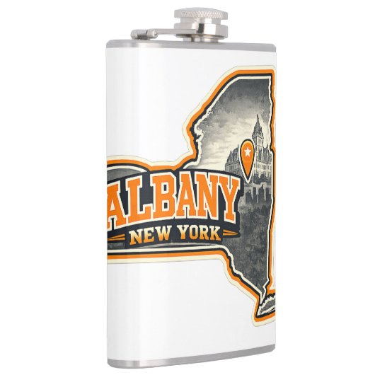 Albany New York State Outline Map Label Design フラスク (右)