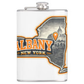 Albany New York State Outline Map Label Design フラスク (正面)