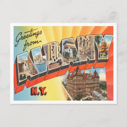 Albany, New York Vintage Travelからの挨拶 ポストカード (正面)
