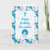 Albatross Blue and White Birthday カード (正面)