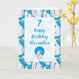 Albatross Blue and White Birthday カード