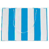 Albatross Blue and White Striped ラージペーパーバッグ (正面)