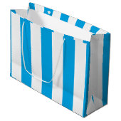 Albatross Blue and White Striped ラージペーパーバッグ (正面アングル)