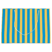 Albatross Blue and Yellow Striped ラージペーパーバッグ (正面)