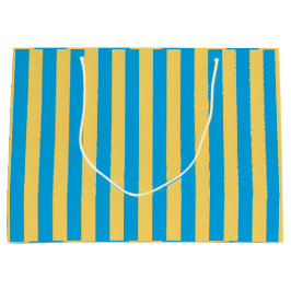 Albatross Blue and Yellow Striped ラージペーパーバッグ