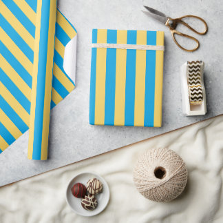 Albatross Blue and Yellow Striped Wrapping Paper ラッピングペーパー