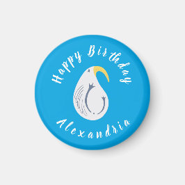 Albatross - Ocean Theme Happy Birthday Blue White マグネット