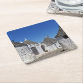 AlberobelloのPugliaのコースターのTrulliの家 スクエアペーパーコースター (アングル)