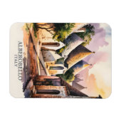 Alberobello Italy lTrulli Village Watercolor Retro マグネット (横)