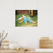 Albert Anker, Schlafender Knabe im Heu ポスター (キッチン)