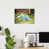 Albert Anker, Schlafender Knabe im Heu ポスター (ホームオフィス)