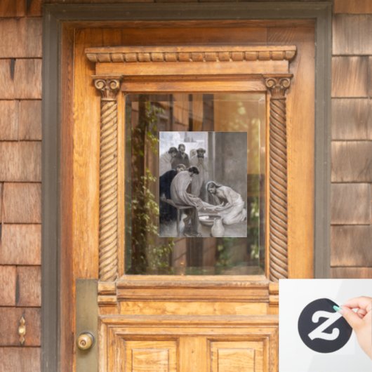 Albert Edelfeel – イエスが弟子たちの足を洗う ウィンドウサイン (ホームデコレーション)