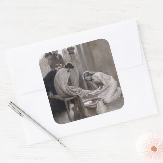 Albert Edelfeel – イエスが弟子たちの足を洗う スクエアシール (封筒)