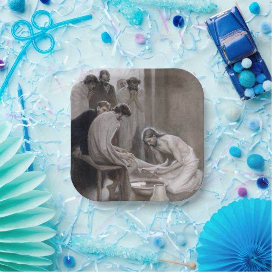 Albert Edelfeel – イエスが弟子たちの足を洗う ペーパープレート (パーティー)