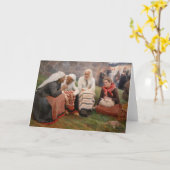 Albert Edelfeel – 教会の外の女性 カード (黄色い花)