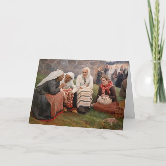 Albert Edelfeel – 教会の外の女性 カード (正面)