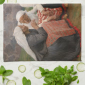 Albert Edelfeel – 教会の外の女性 キッチンタオル (折り畳み)