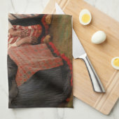 Albert Edelfeel – 教会の外の女性 キッチンタオル (四つ折り)