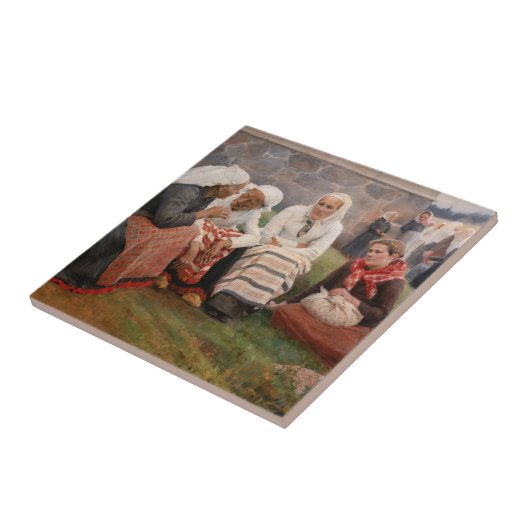 Albert Edelfeel – 教会の外の女性 タイル (側面)