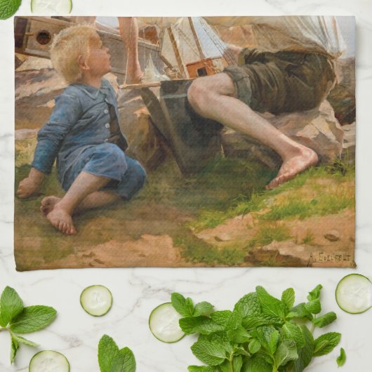 Albert Edelfelt – 造船会社 キッチンタオル (折り畳み)