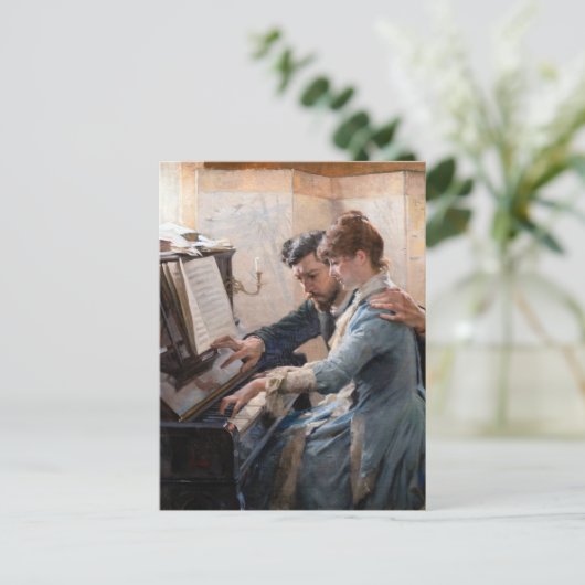 Albert Edelfelt -遊のピアノ ポストカード (スタンド正面)