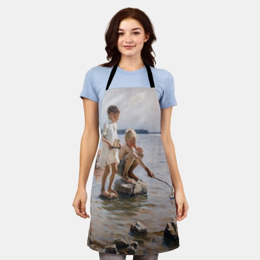 Albert Edelfelt -遊 Boys's on the Shore エプロン (着用した状態)