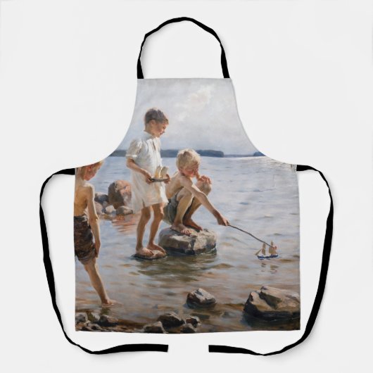 Albert Edelfelt -遊 Boys's on the Shore エプロン (正面)