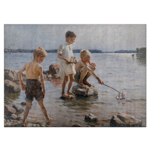 Albert Edelfelt -遊 Boys's on the Shore カッティングボード (正面)