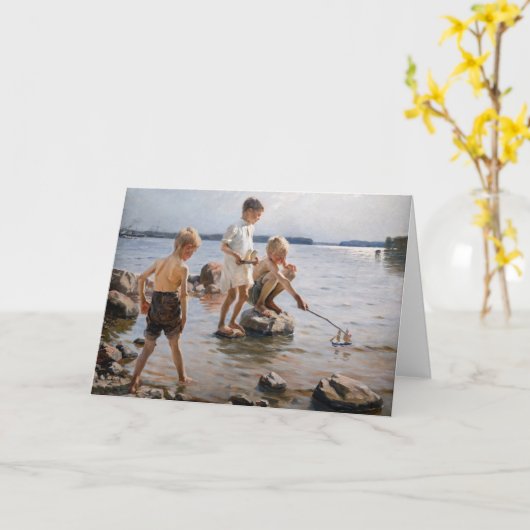 Albert Edelfelt -遊 Boys's on the Shore カード (黄色い花)