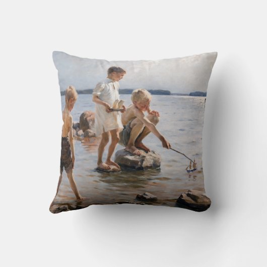 Albert Edelfelt -遊 Boys's on the Shore クッション (裏面)