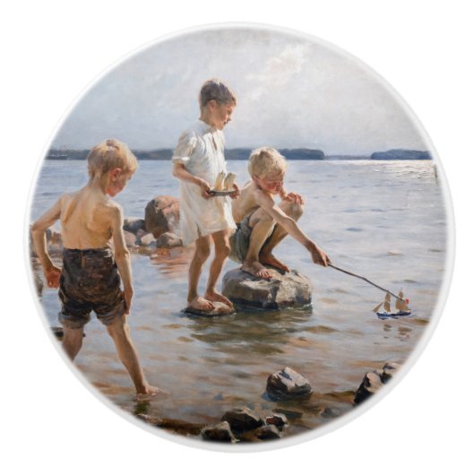 Albert Edelfelt -遊 Boys's on the Shore セラミックノブ (正面)