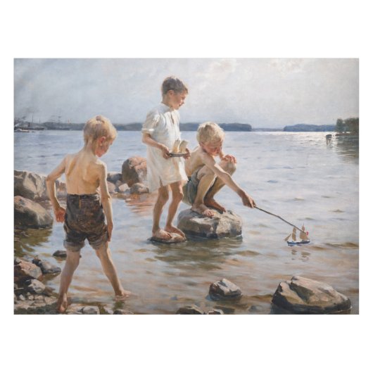 Albert Edelfelt -遊 Boys's on the Shore テーブルクロス (正面(横))