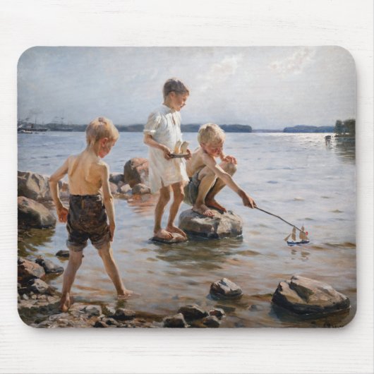 Albert Edelfelt -遊 Boys's on the Shore マウスパッド (正面)